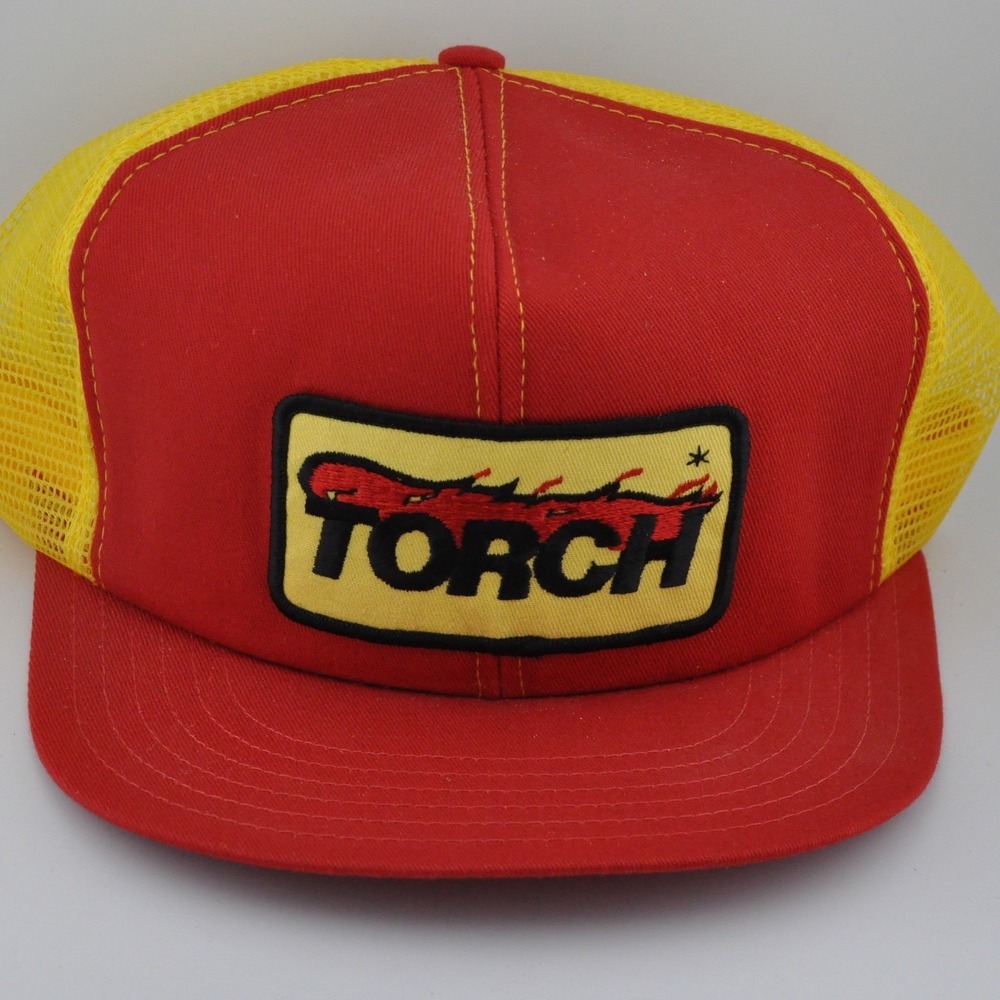 Torch Trucker Hat Adjustable Red Yellow Excellent Retro Mesh Snapback Hat
